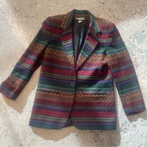 Vintage Southwestern Aztec Wool Blend Blazer Geometric Jacket